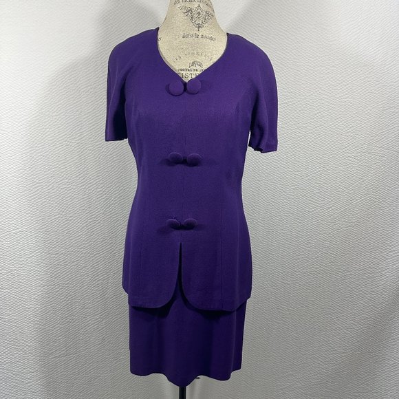 Vintage Dresses & Skirts - Ellen Ashley Vintage Purple Dress Faux 2 piece look